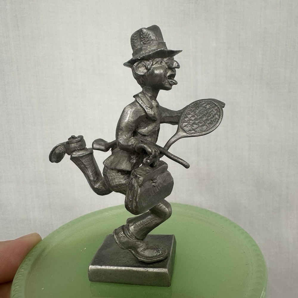 Vintage Pewter P. Davis Running Business Man Ready for Golf & Tennis‎ 1977
